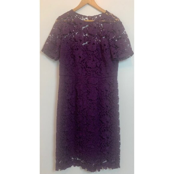 DONNA MORGAN Purple All-Over Floral Lace Sheath Dress Special‎ Occasion Sz 12 - Picture 5 of 12